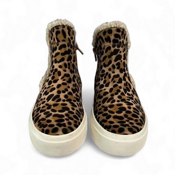 Sole Society Teagan Leopard Print Leather High Top Sneakers Womens Size 7.5 - Picture 3 of 4